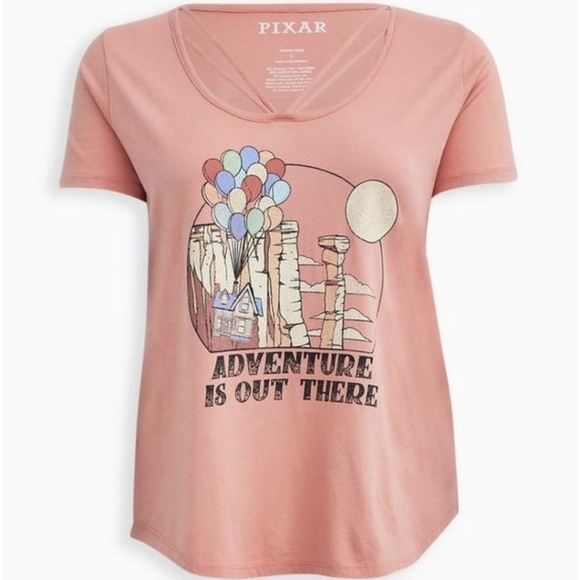TORRID Disney Pixar Disney Up Coral Strappy Scoop Neck Tshirt Top Size 1 - Picture 14 of 14